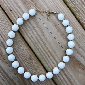 White & Gold Large Bead Statement Necklace